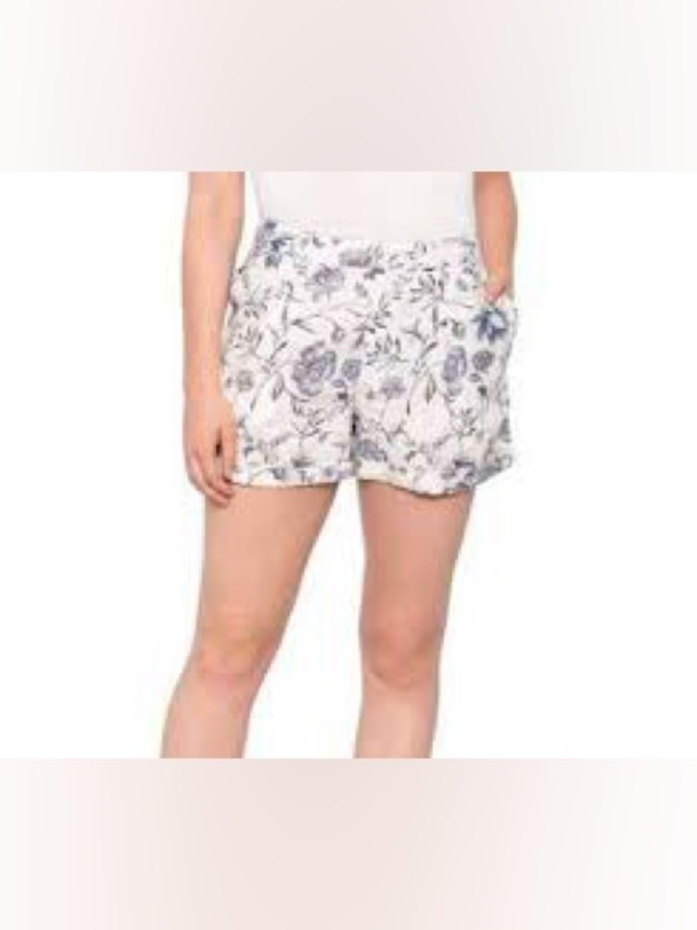 Cynthia Rowley | 100% Linen Blue/White Floral Print Shorts 3” Inseam